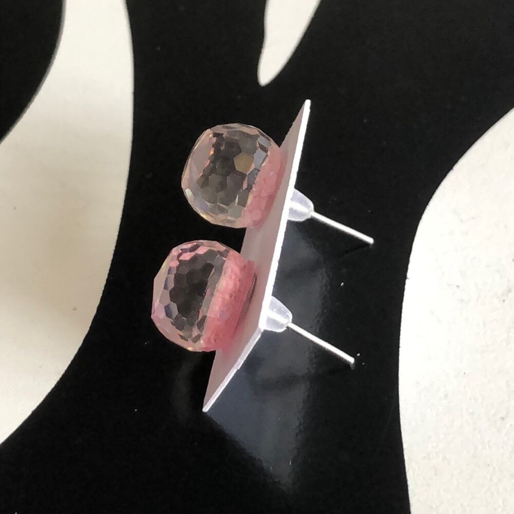 4 for $20 Round Pink Glitter Stud Earrings - Picture 2 of 3